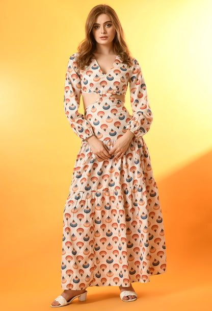 Women Maxi Multicolor Ankle Length Dress