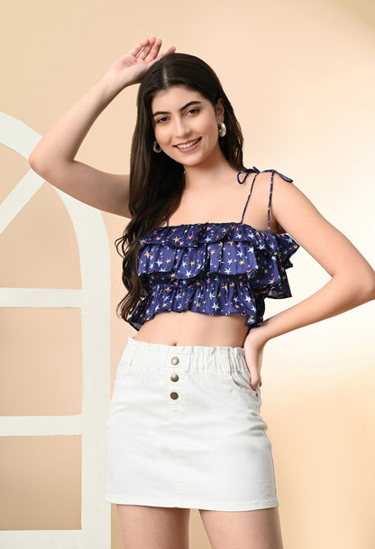 Party Sleeveless Printed Women Purple Top