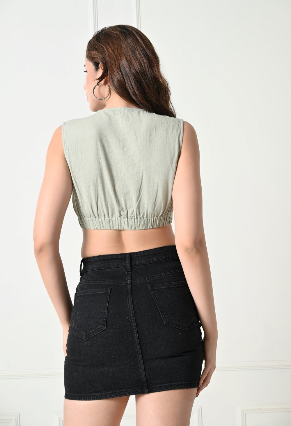 Casual Sleeveless Solid Women Light Green Top