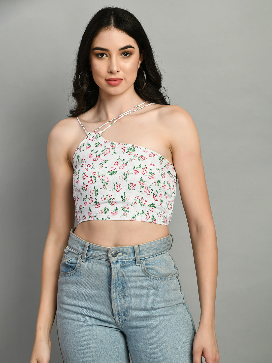 Casual Noodle Straps Printed Women White, Green, Red Top