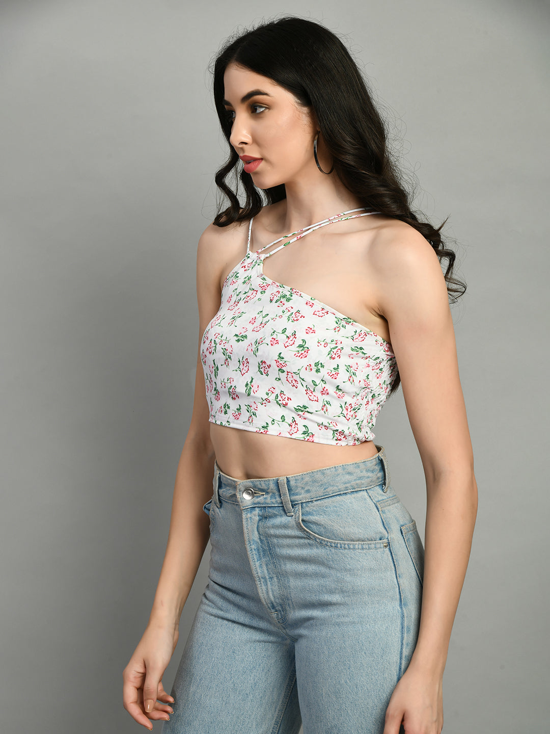 Casual Noodle Straps Printed Women White, Green, Red Top