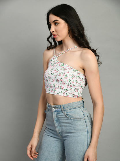 Casual Noodle Straps Printed Women White, Green, Red Top