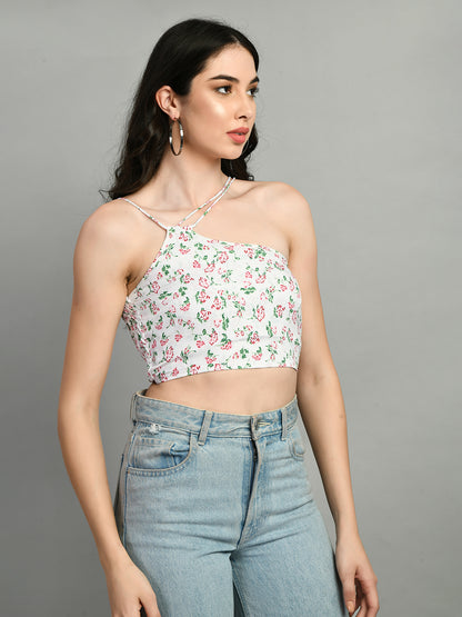 Casual Noodle Straps Printed Women White, Green, Red Top