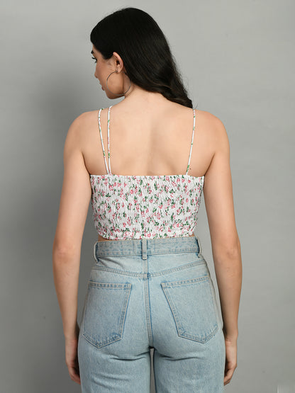Casual Noodle Straps Printed Women White, Green, Red Top