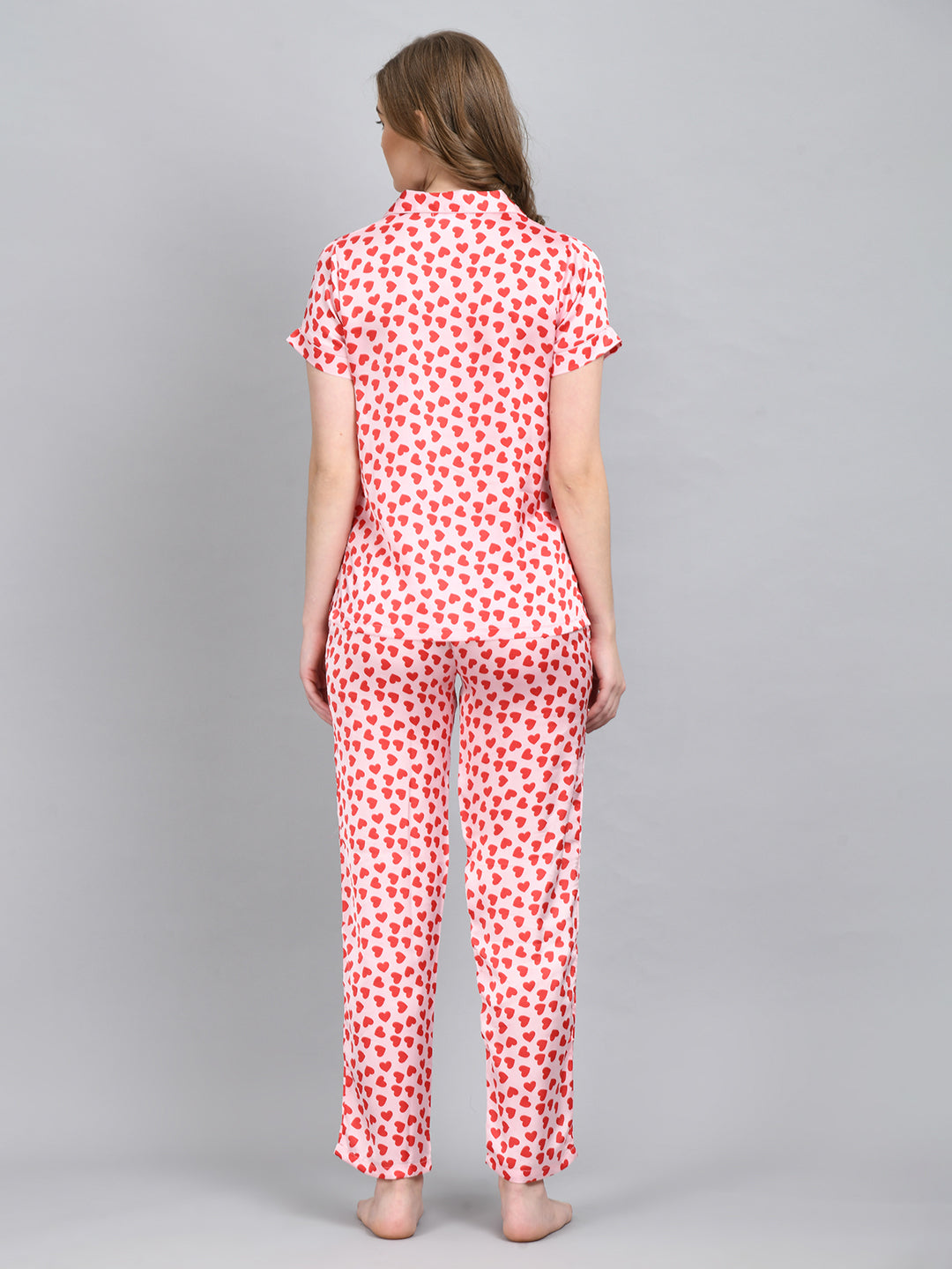 Women Top & Shorts Set Red Solid