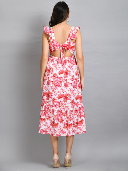 Women Fit and Flare White Midi/Calf Length Dress