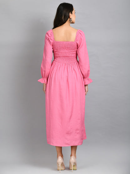 Women Fit and Flare Pink Ankle Length Dress