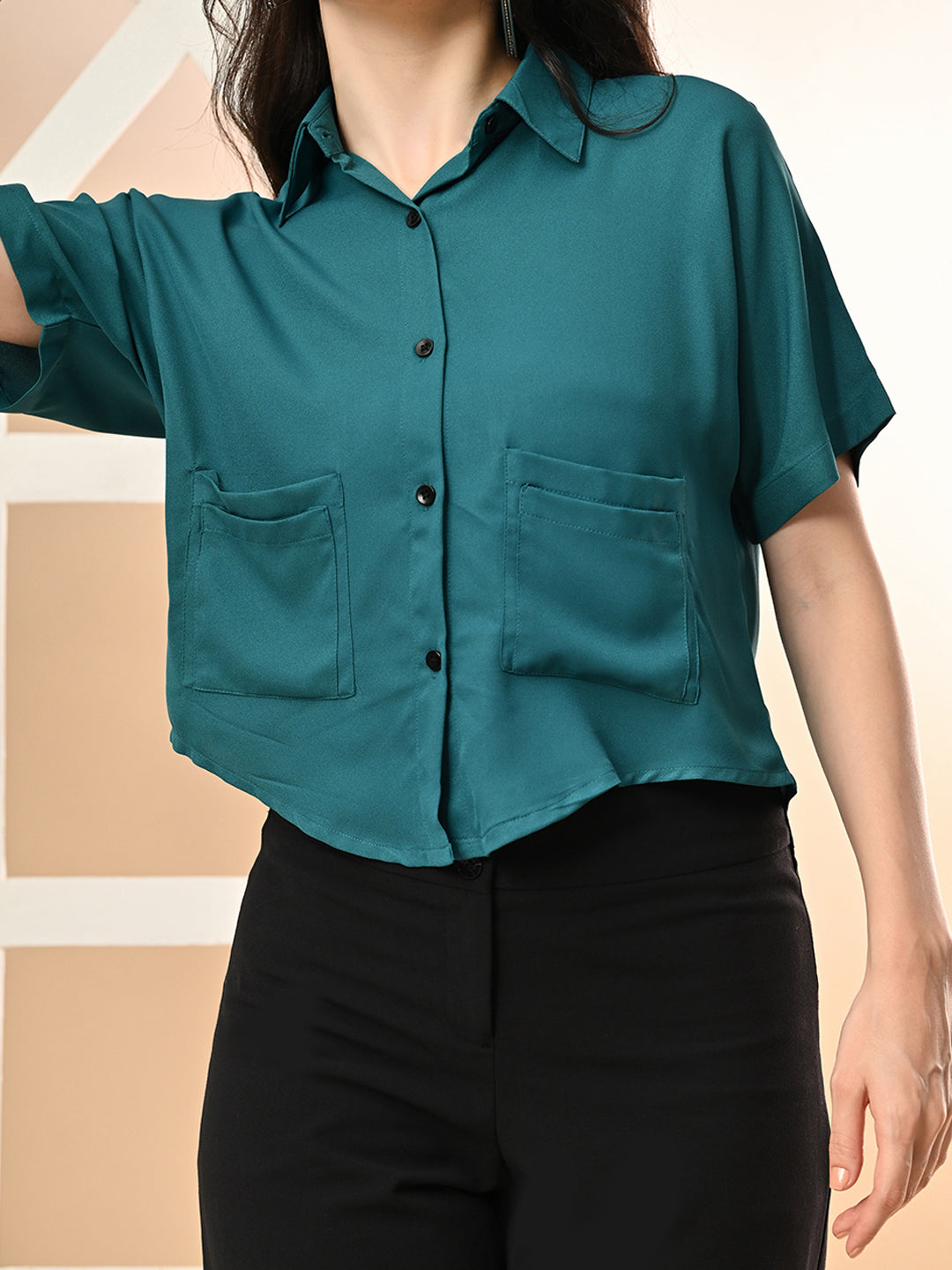 Women Regular Fit Solid Party Shirt