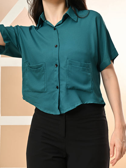Women Regular Fit Solid Party Shirt