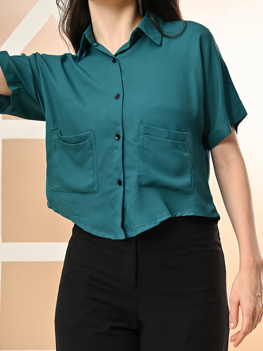 Women Regular Fit Solid Party Shirt