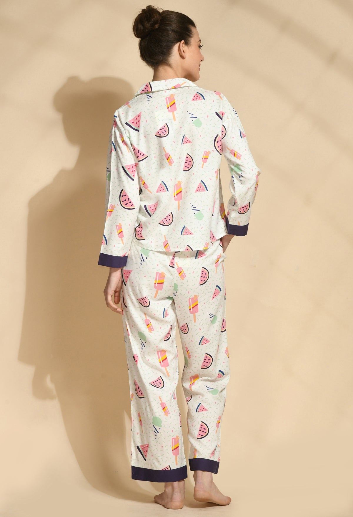 Women Shirt & Pyjama set White Printed