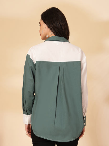Women Regular Fit Color Block Party Shirt