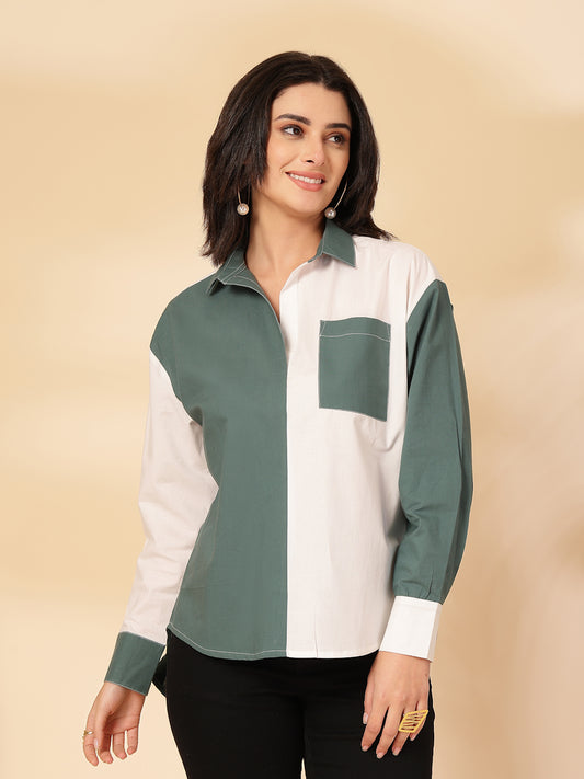 Women Regular Fit Color Block Party Shirt