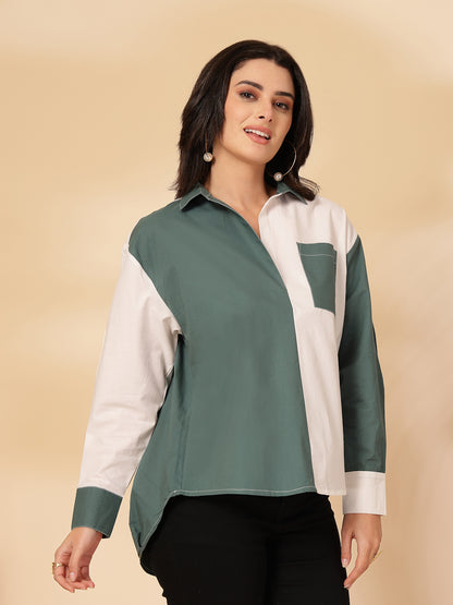 Women Regular Fit Color Block Party Shirt