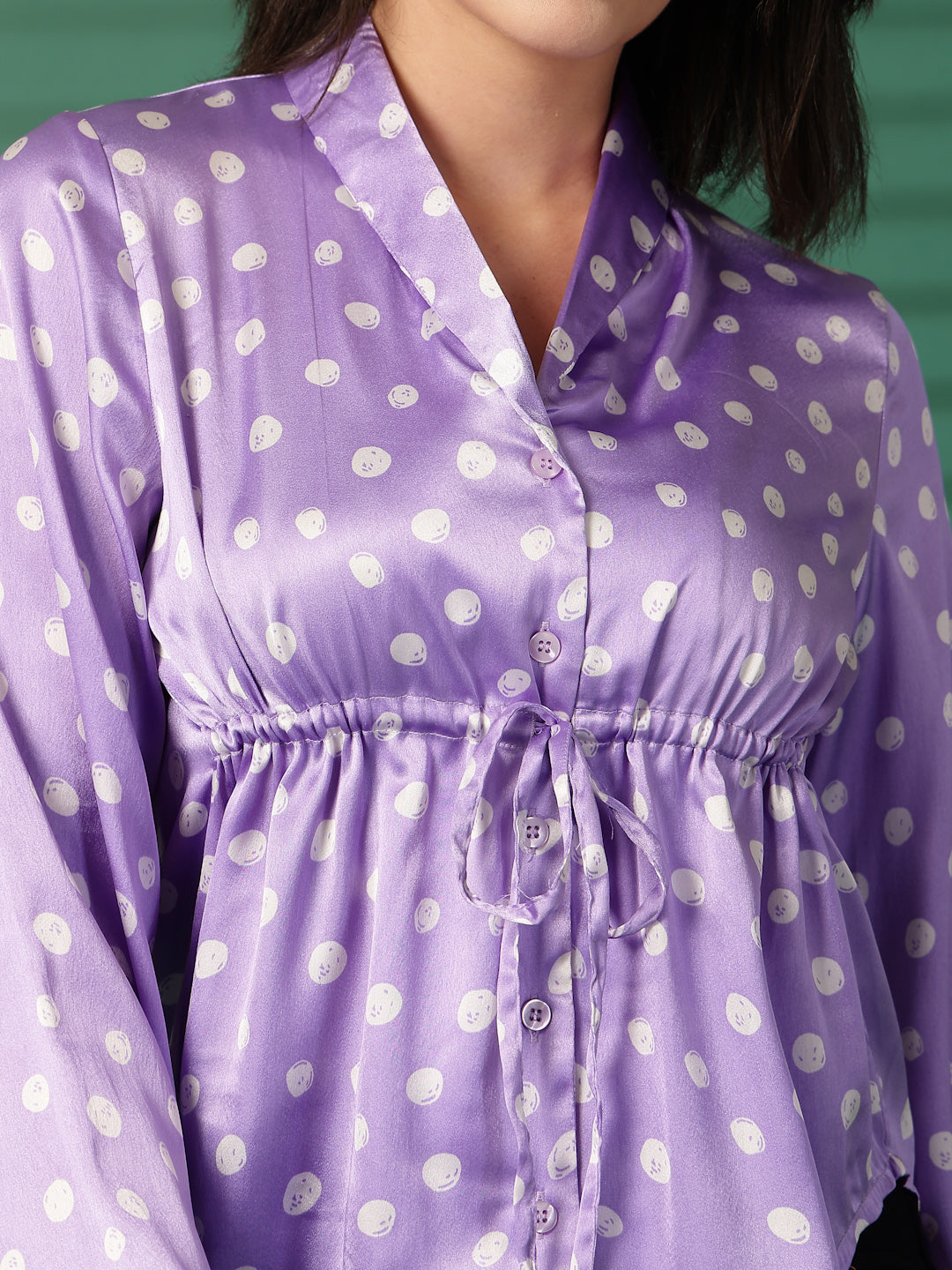 Party Bell Sleeves Printed Women Purple Top