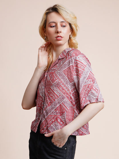 Casual Regular Sleeves Ethnic Motifs Women Multicolor Top