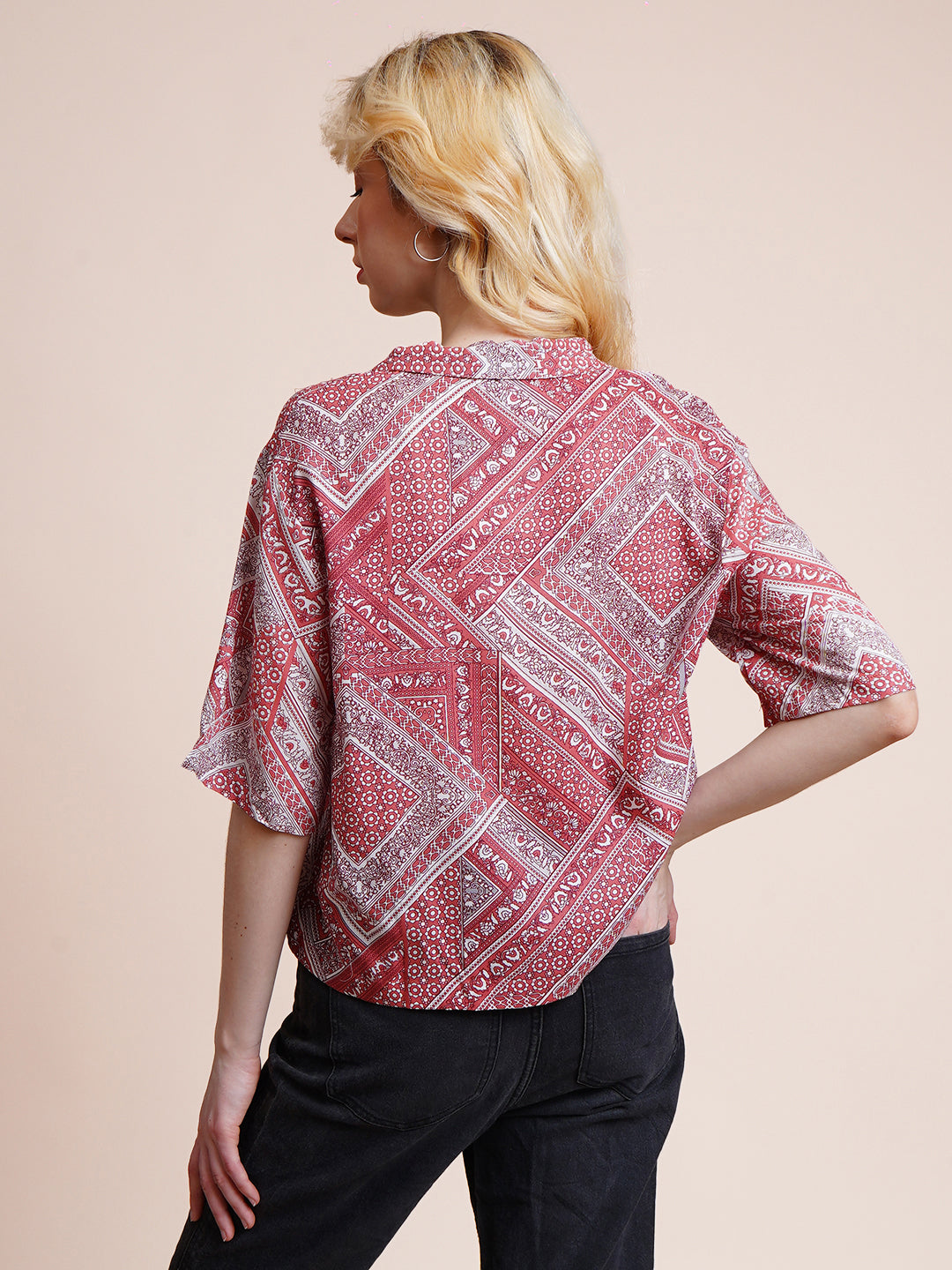 Casual Regular Sleeves Ethnic Motifs Women Multicolor Top