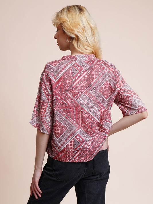 Casual Regular Sleeves Ethnic Motifs Women Multicolor Top