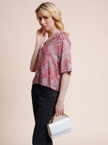 Casual Regular Sleeves Ethnic Motifs Women Multicolor Top