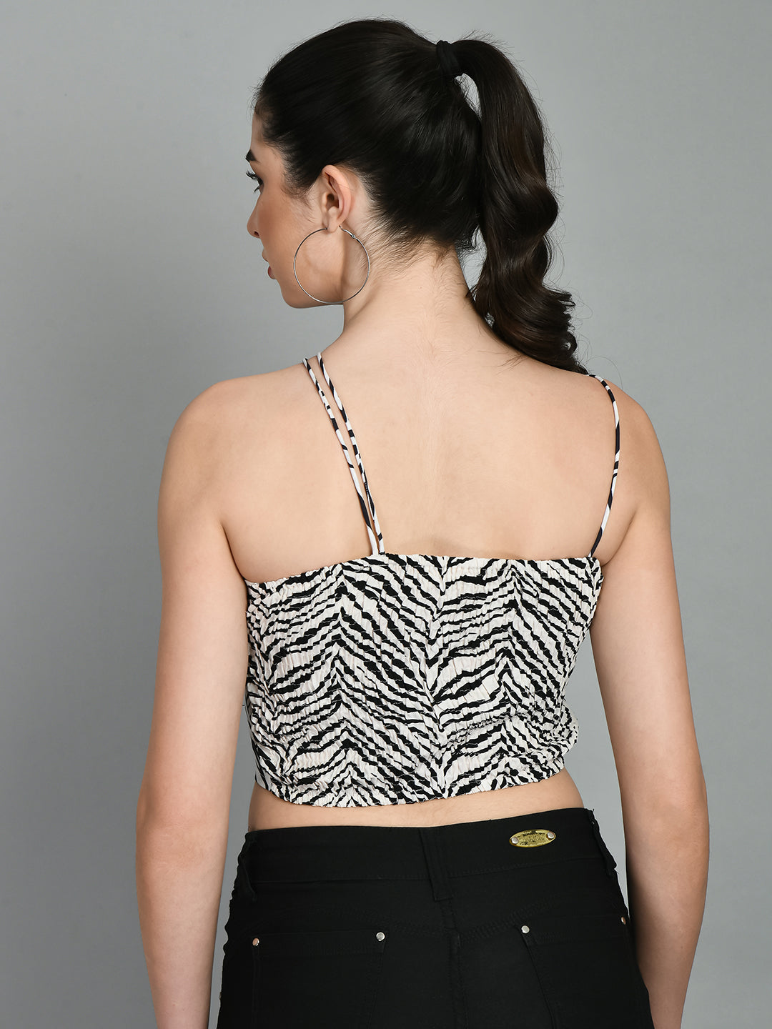 Casual Noodle Straps Printed Women Multicolor Top