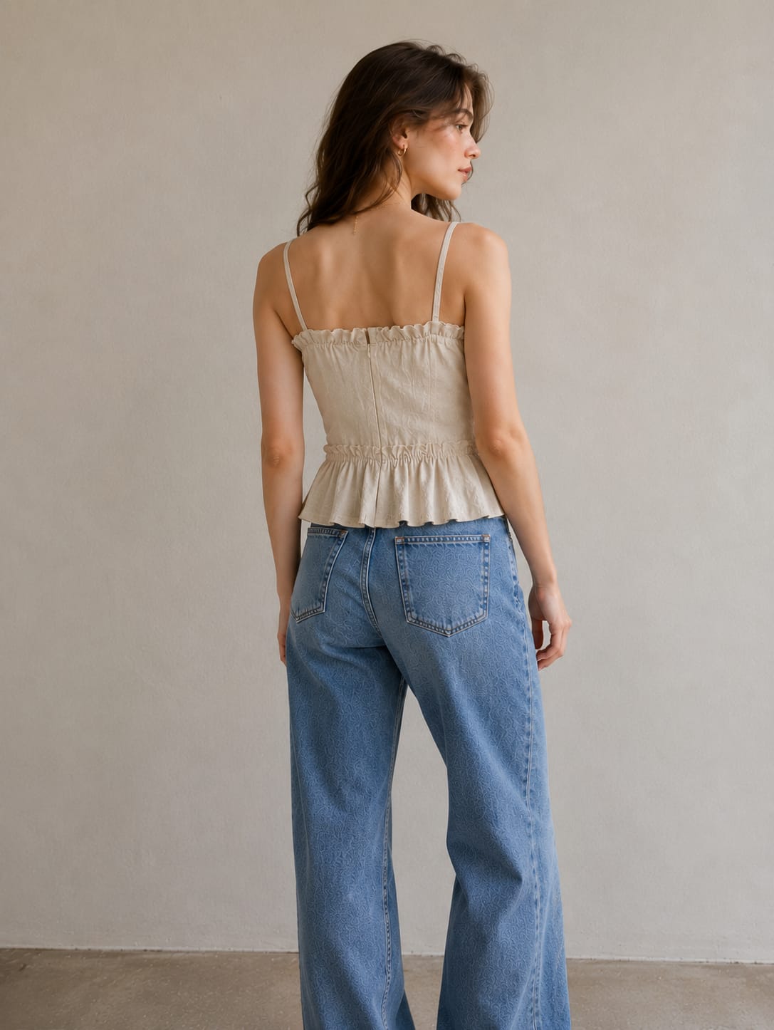 Party Sleeveless Solid Women Beige Top