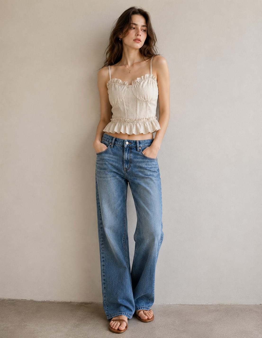 Party Sleeveless Solid Women Beige Top