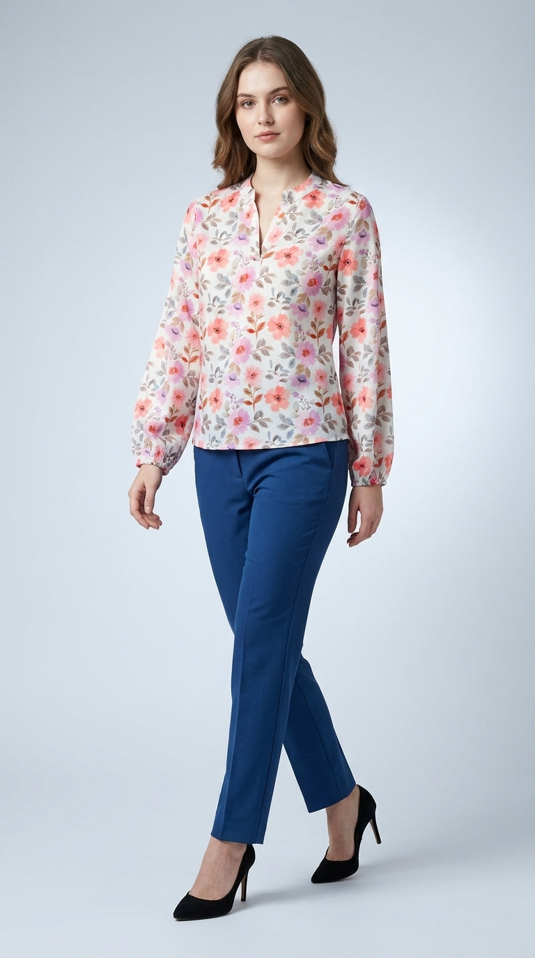 Casual Regular Sleeves Printed Women Pink Top