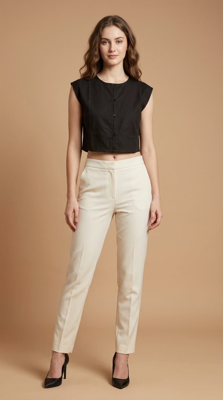 Party Sleeveless Solid Women Black Top