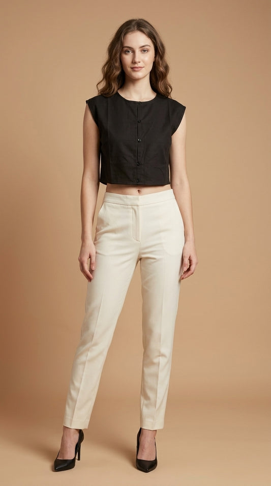Party Sleeveless Solid Women Black Top