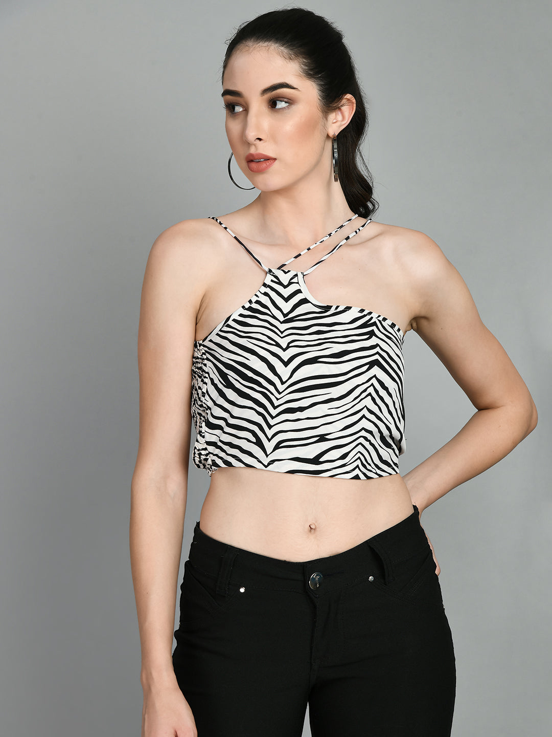Casual Noodle Straps Printed Women Multicolor Top