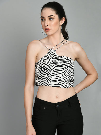 Casual Noodle Straps Printed Women Multicolor Top