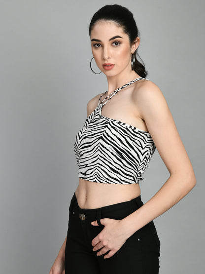 Casual Noodle Straps Printed Women Multicolor Top