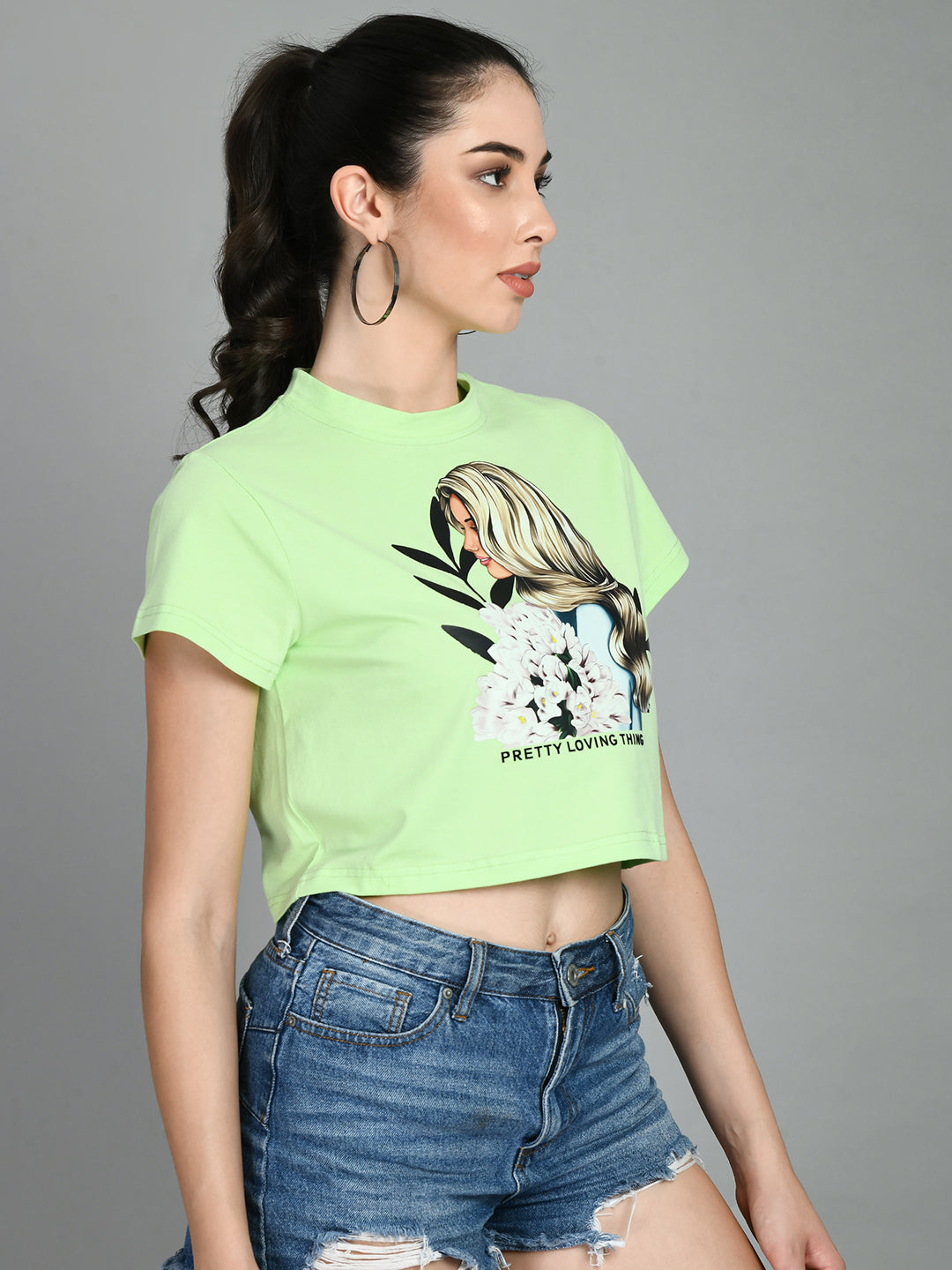 Casual Regular Sleeves Printed Women Light Green Top