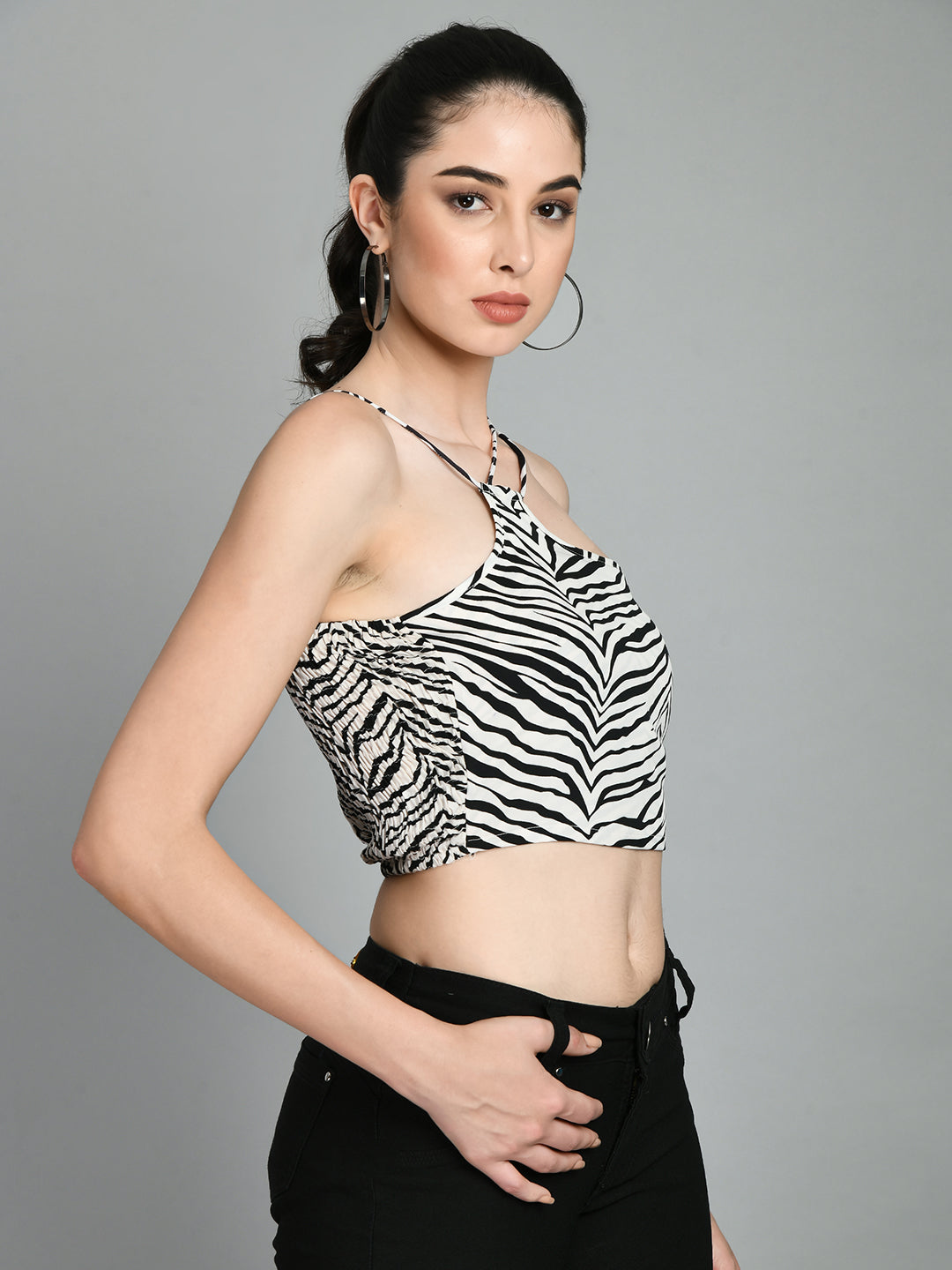 Casual Noodle Straps Printed Women Multicolor Top