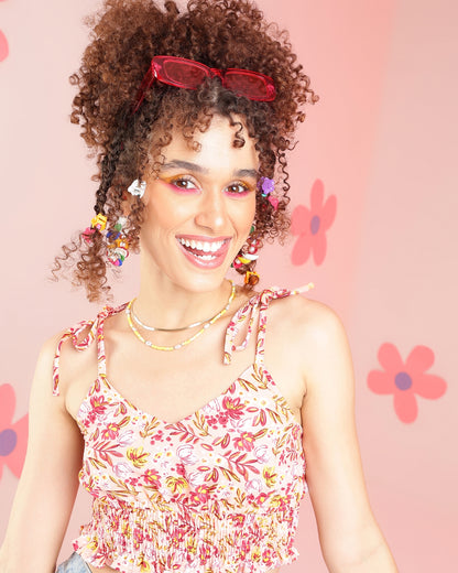 Casual Shoulder Straps Printed, Floral Print Women Multicolor Top