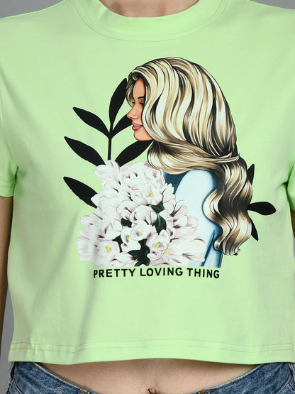 Casual Regular Sleeves Printed Women Light Green Top