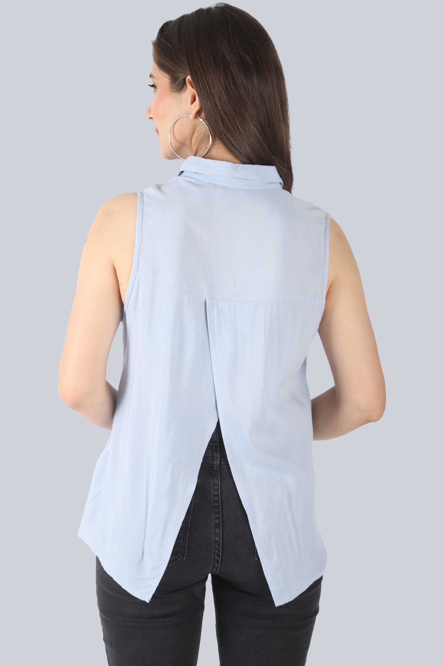 Casual Sleeveless Printed Women Light Blue