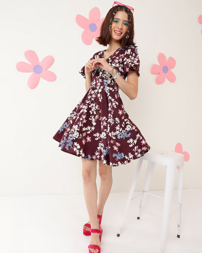 Women A-line Multicolor Above Knee/Mid Thigh Length Dress