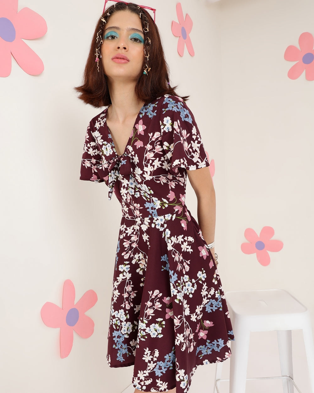 Women A-line Multicolor Above Knee/Mid Thigh Length Dress