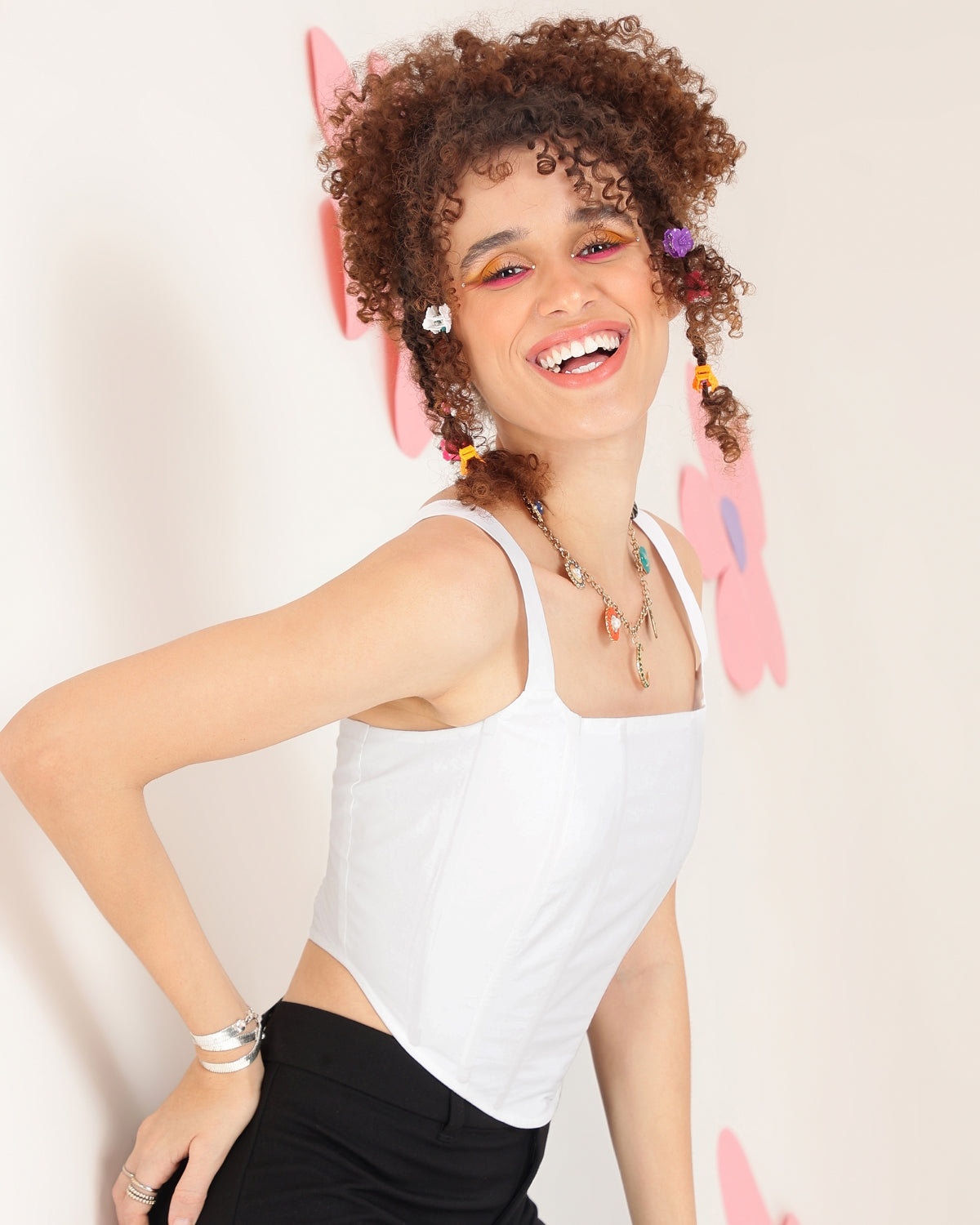 Casual Shoulder Straps Solid Women White Top