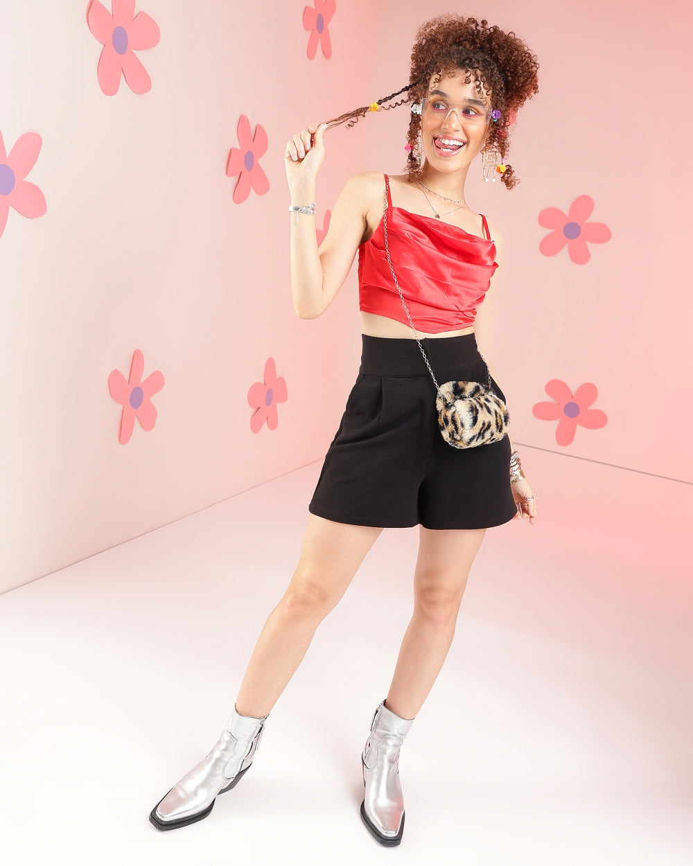 Party Noodle Straps Solid Women Red Top