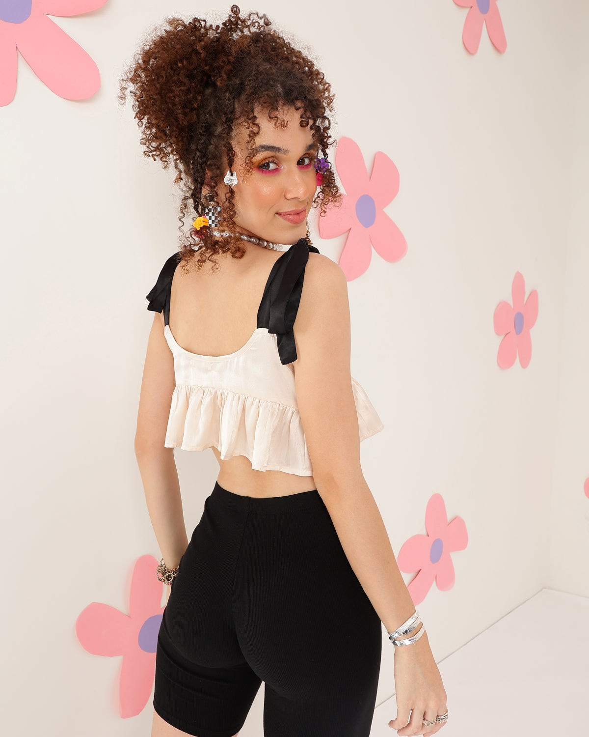 Casual Shoulder Straps Solid Women White Top