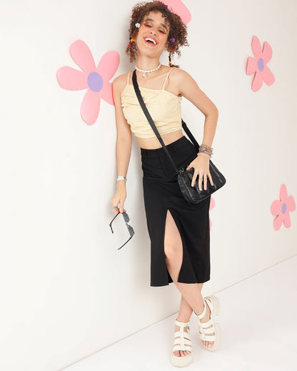 Casual Sleeveless Solid Women Beige Top