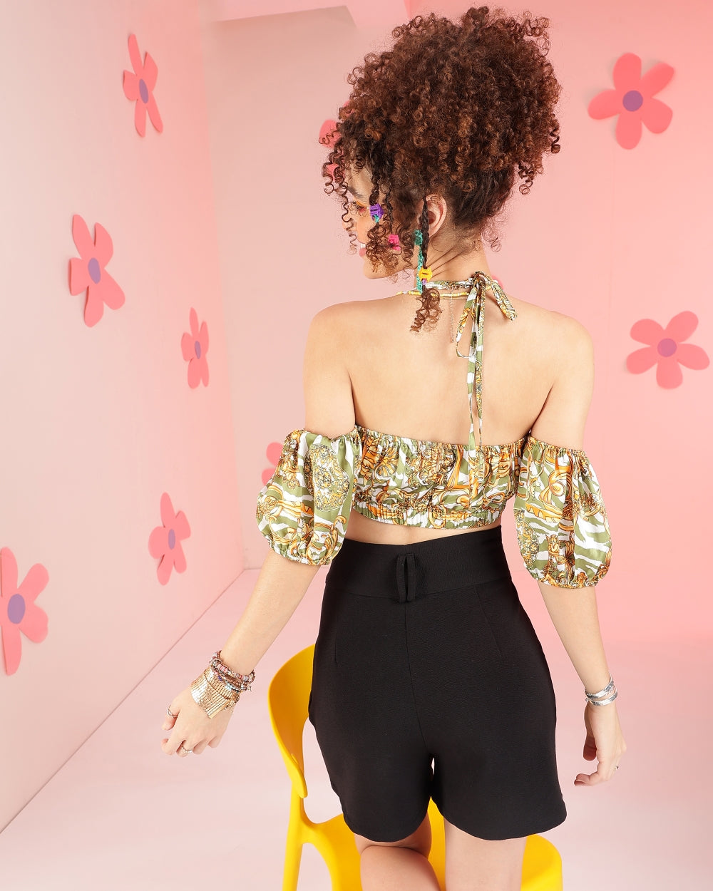 Casual Noodle Straps Printed Women Multicolor Top