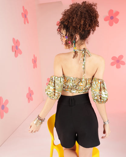 Casual Noodle Straps Printed Women Multicolor Top