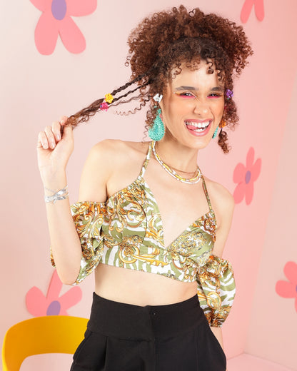 Casual Noodle Straps Printed Women Multicolor Top