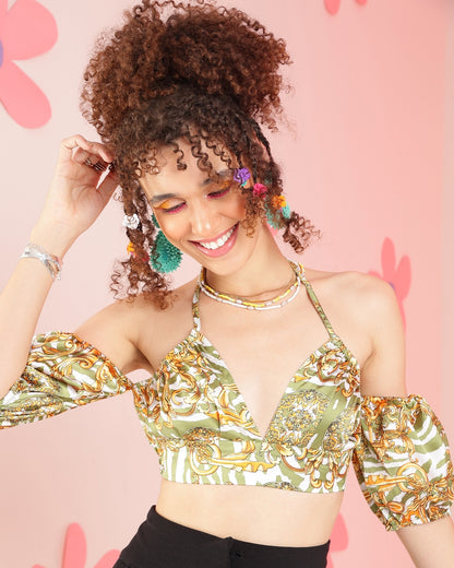 Casual Noodle Straps Printed Women Multicolor Top