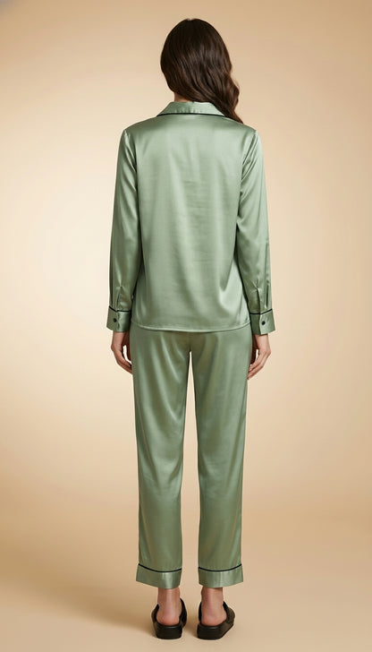 Women Shirt & Pyjama set Green Solid