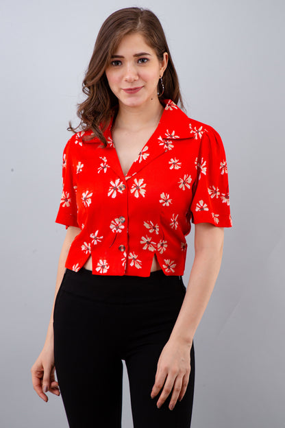 Casual Regular Sleeves Solid Women Red Top
