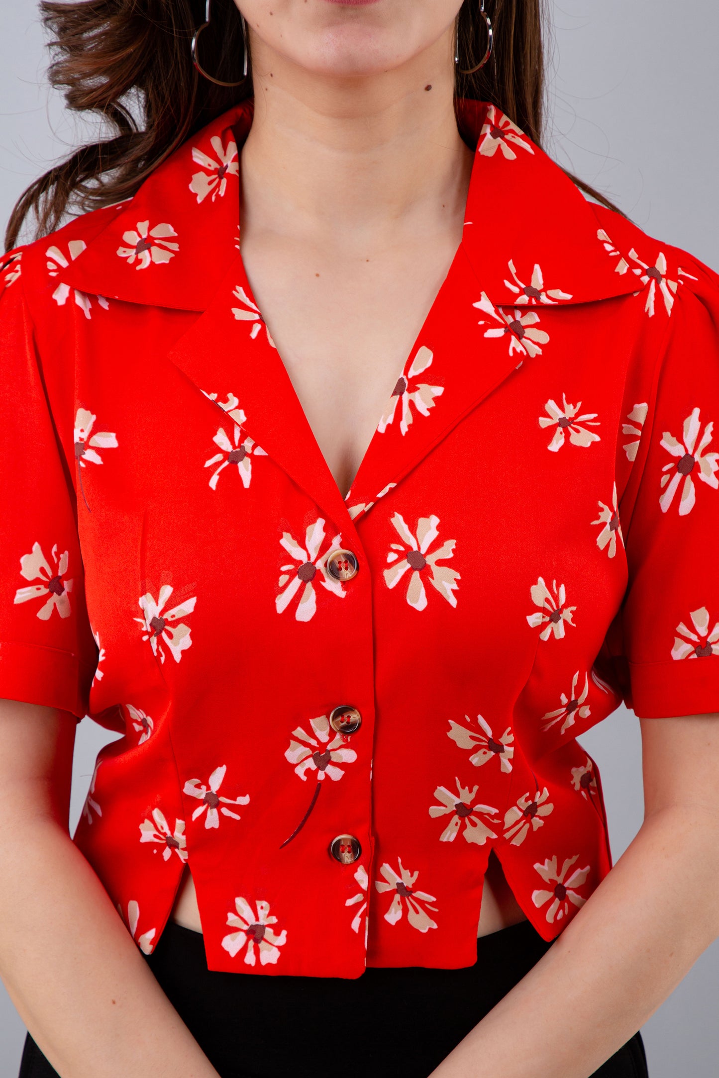 Casual Regular Sleeves Solid Women Red Top